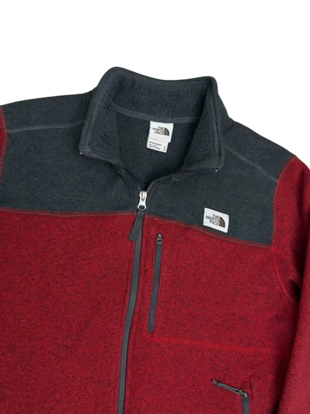 THE NORTH FACE Fleece Jacket Full Zip Red Winter Coat Mens XL
